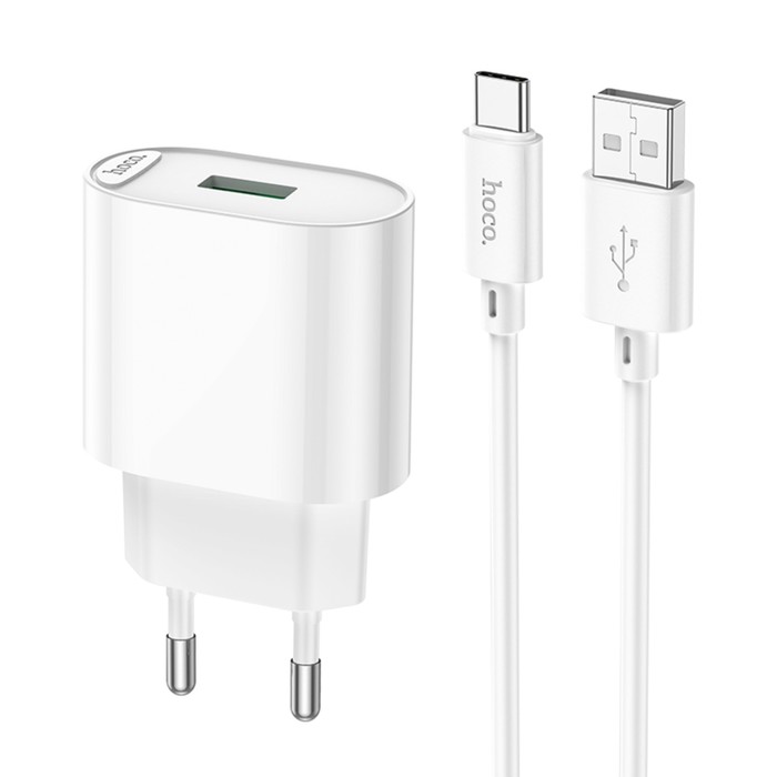 

Сетевое зарядное устройство Hoco C109A, 1 USB, кабель Type-C - USB 1 м, белое, C109A