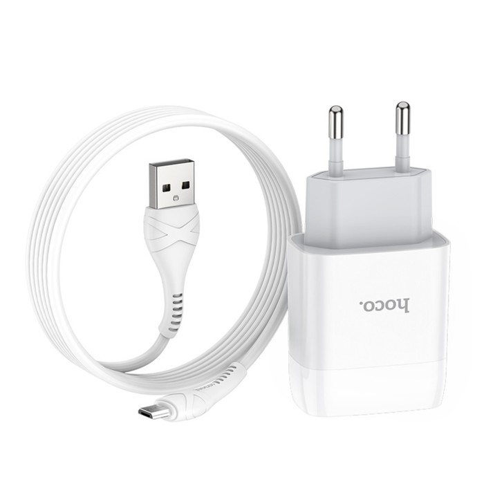 

Сетевое зарядное устройство Hoco C72A, 1 USB, кабель Micro USB - USB 1 м, белый, C72A