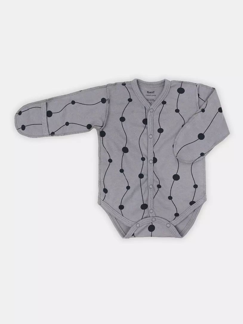 Боди с длинным рукавом Rant HUGS AND KISSES Pattern Grey р.62 боди с длинным рукавом rant hugs and kisses pattern pink р 56