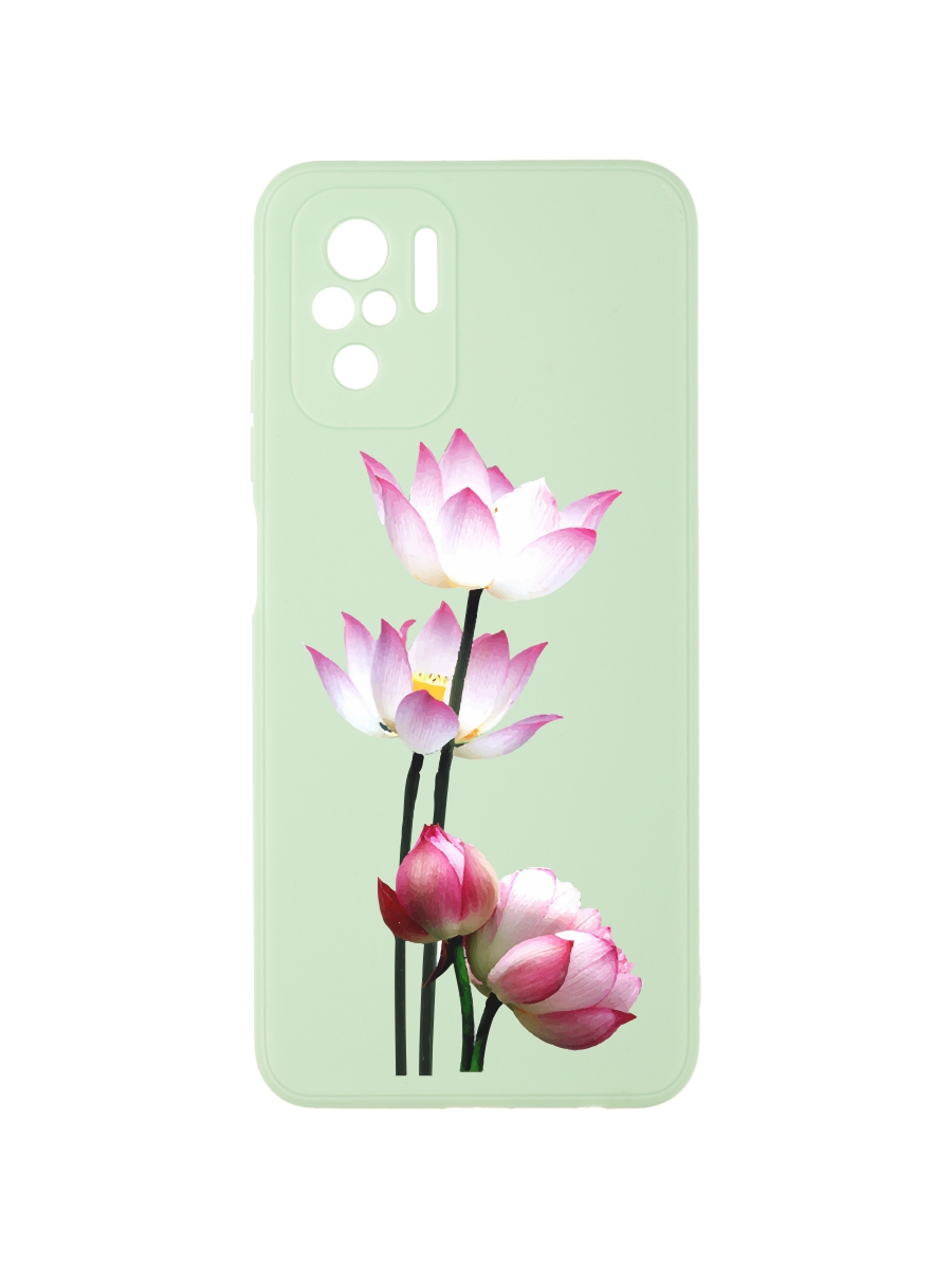 Чехол для Xiaomi Redmi Note 10, Note 10S, Poco M5s мятный ЛОТОСЫ