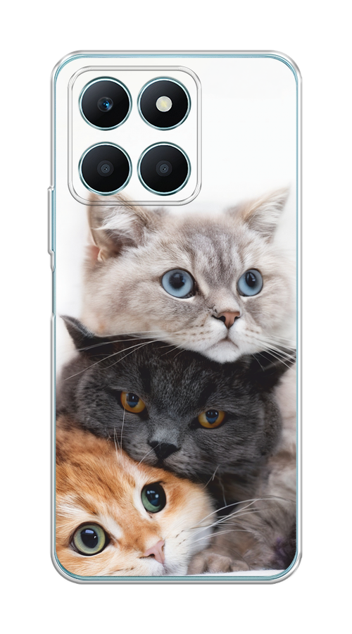 

Чехол на Honor X6A "Пушистые мордашки", Серый;черный;оранжевый, 6122050-1