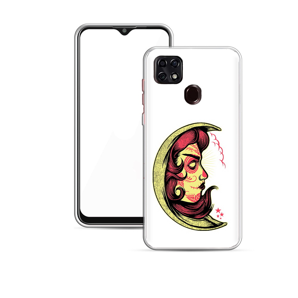 

Чехол MyPads Tocco для ZTE Blade 20 Smart желтый полумесяц с лицом девушки, Прозрачный, Tocco