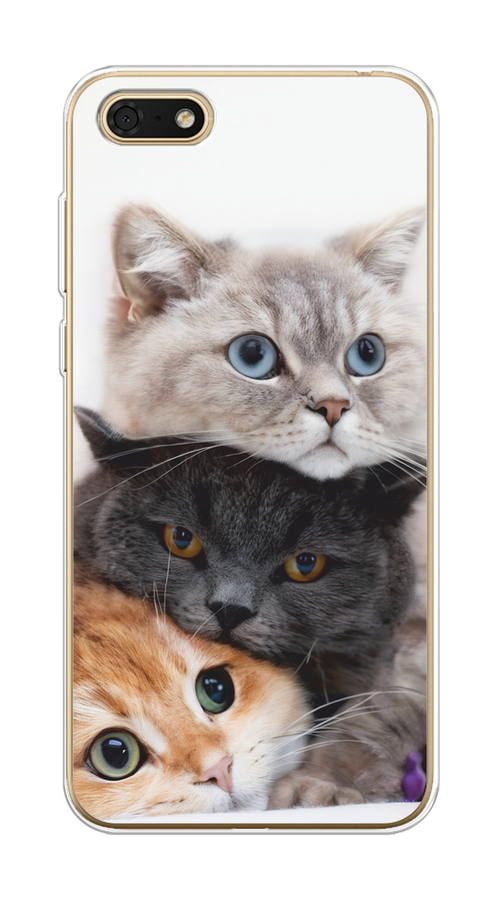 

Чехол на Huawei Honor 7A/7A Prime/Y5 Prime 2018/Y5 2018 "Пушистые мордашки", Серый;черный;оранжевый, 66350-1