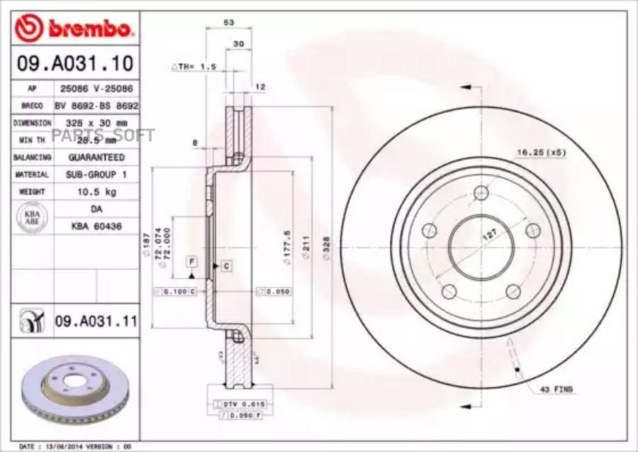 Диск тормозной передн JEEP GRAND CHEROKEE III (WH) (06/05-) F / JEEP COMMANDER (09/05-) F