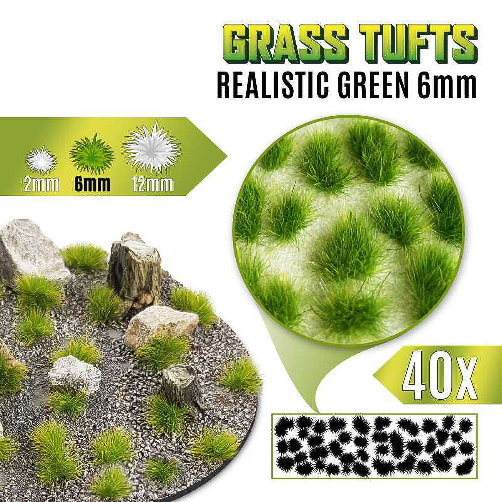 

Пучки травы для моделирования Green Stuff World Grass Tufts 2 mm Realistic Green, Grass Tufts