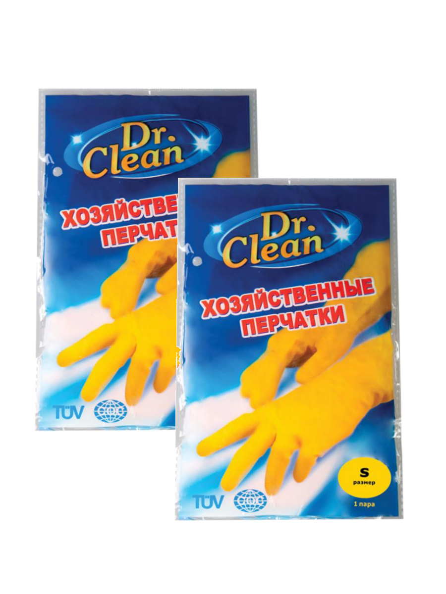 Перчатки Dr.Clean хозяйственные резиновые Размер S, 2 пары