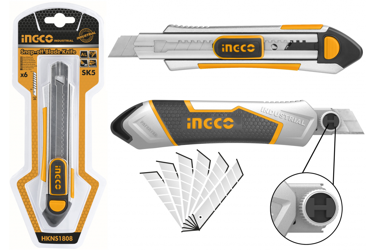 Нож строительный INGCO HKNS1808