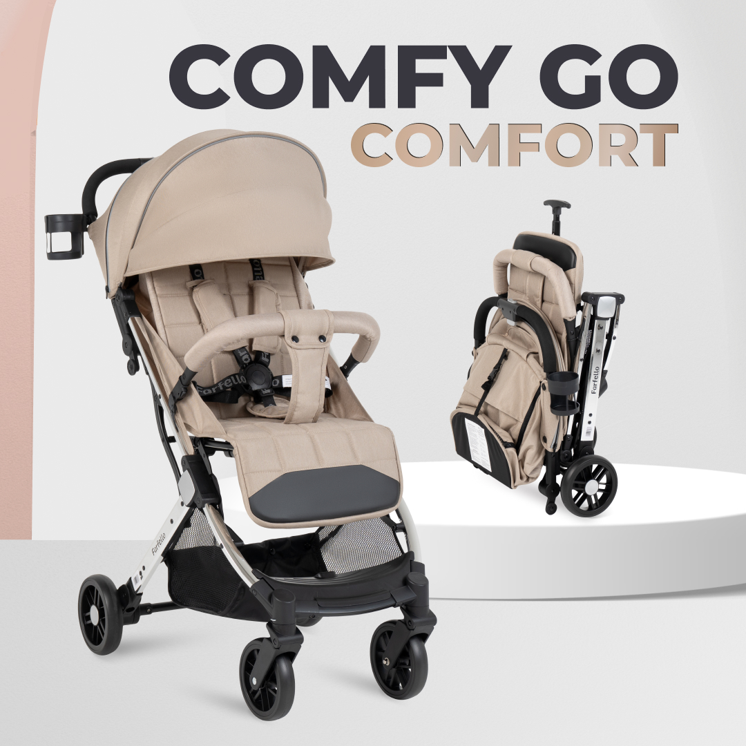 Kоляска детская прогулочная Farfello Comfy Go Comfort Chrome Бежевый хром CG-113