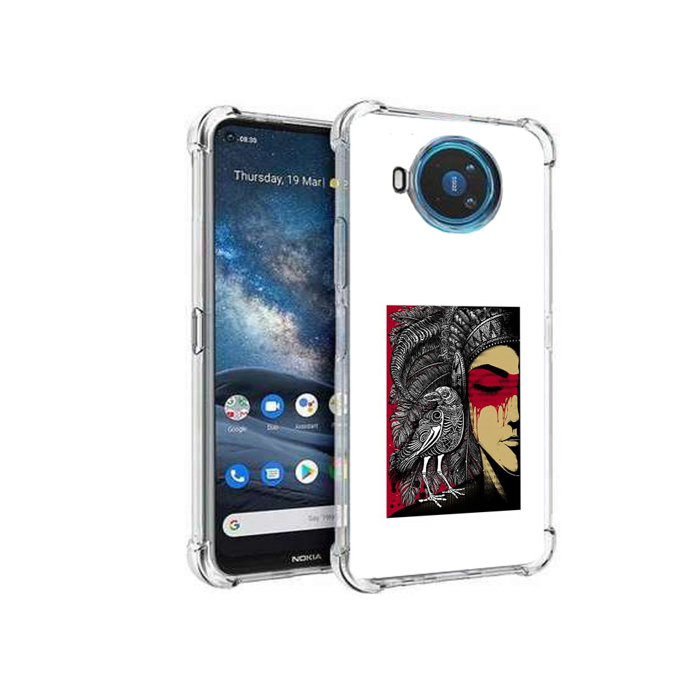 

Чехол MyPads Tocco для Nokia X100 девушка с вороном в абстракции (PT227057.109.311), Прозрачный, Tocco