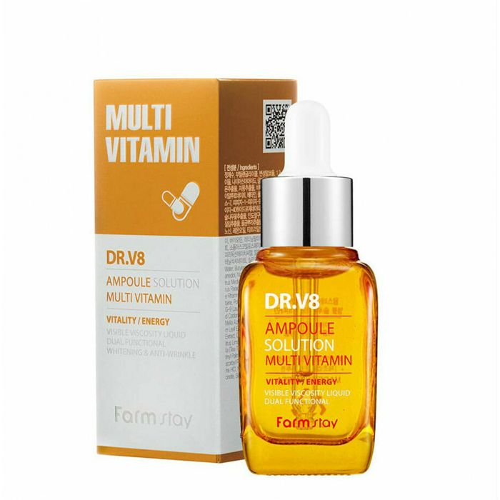 Купить Сыворотка ампульная мультивитаминная FarmStay DR.V8 Ampoule Solution Multi Vitamin, 30ml, Сыворотка для лица