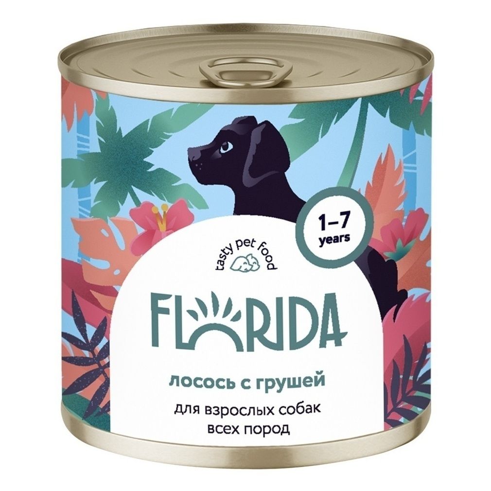 Влажный корм Florida с лососем и грушей для собак 240 г 414₽