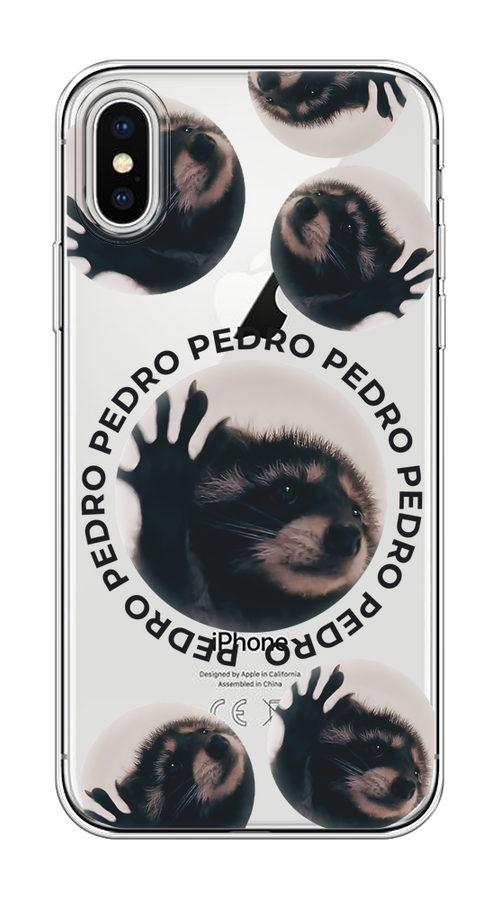 

Чехол на Apple iPhone X/XS "Pedro енот", Черный;бежевый;прозрачный, 11050-1