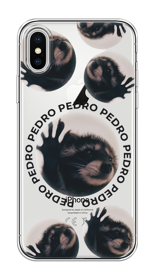 

Чехол на Apple iPhone X/XS "Pedro енот", Черный;бежевый;прозрачный, 11850-1