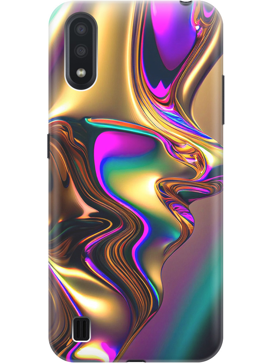 

Силиконовый чехол на Samsung Galaxy A01 с принтом "Золотистая абстракция", Прозрачный;золотистый;фиолетовый, 722444431