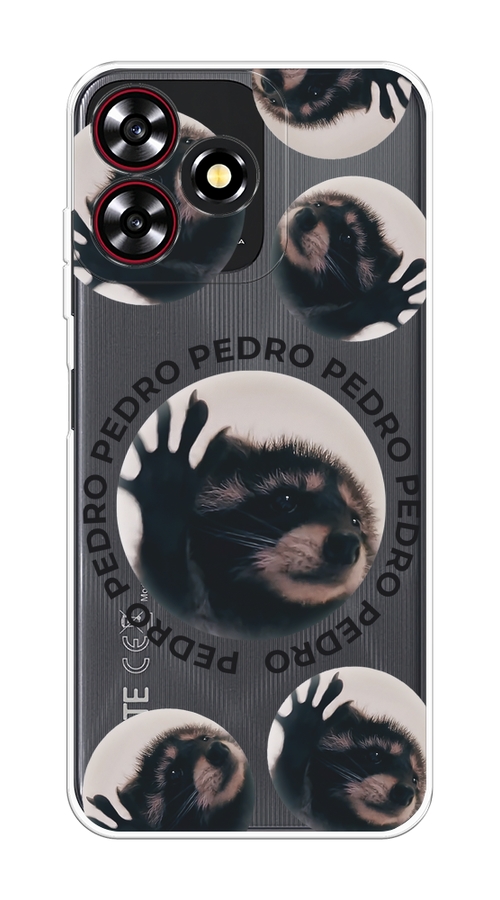 

Чехол на ZTE Blade A73 4G "Pedro енот", Черный;бежевый;прозрачный, 136450-1