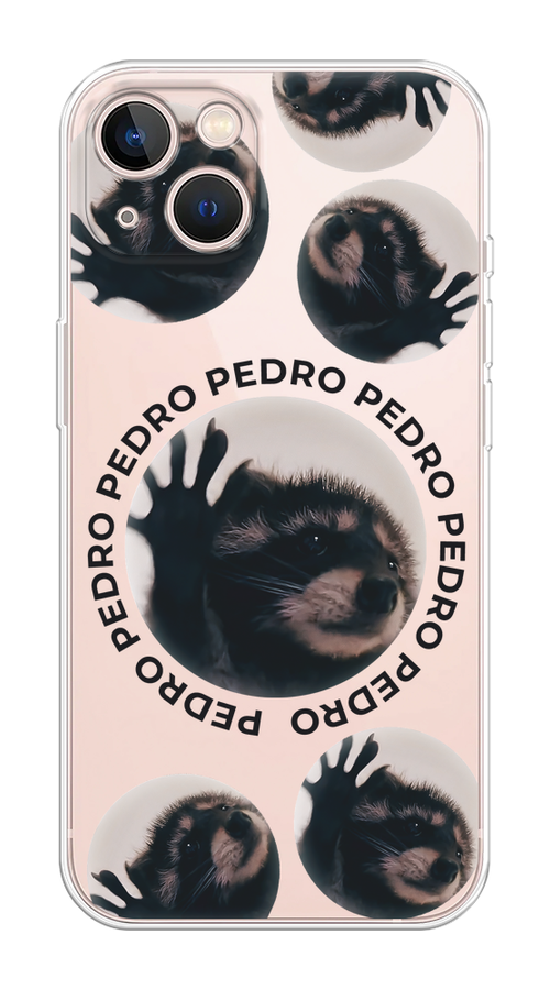 

Чехол на Apple iPhone 13 "Pedro енот", Черный;бежевый;прозрачный, 14250-1