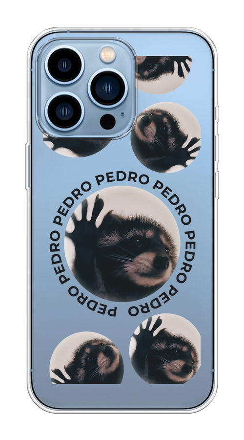 

Чехол на Apple iPhone 13 Pro "Pedro енот", Черный;бежевый;прозрачный, 14350-1