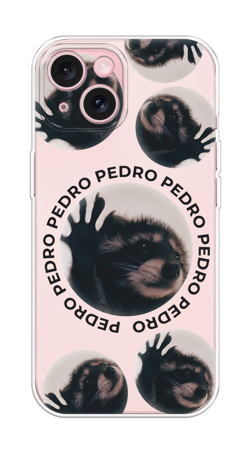 

Чехол на Apple iPhone 15 "Pedro енот", Черный;бежевый;прозрачный, 15550-1