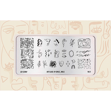 

Пластина для стемпинга Go!Stamp №21, Art Class by @kuz_nails, Серебристый