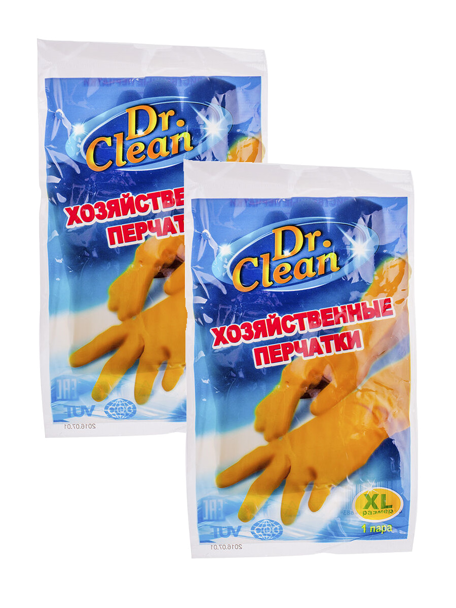 Перчатки Dr. Clean хозяйственные резиновые Размер XL, 2 пары