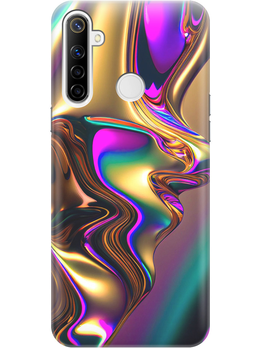 

Силиконовый чехол на realme 5 / 6i / C3 с принтом "Золотистая абстракция", 726149631