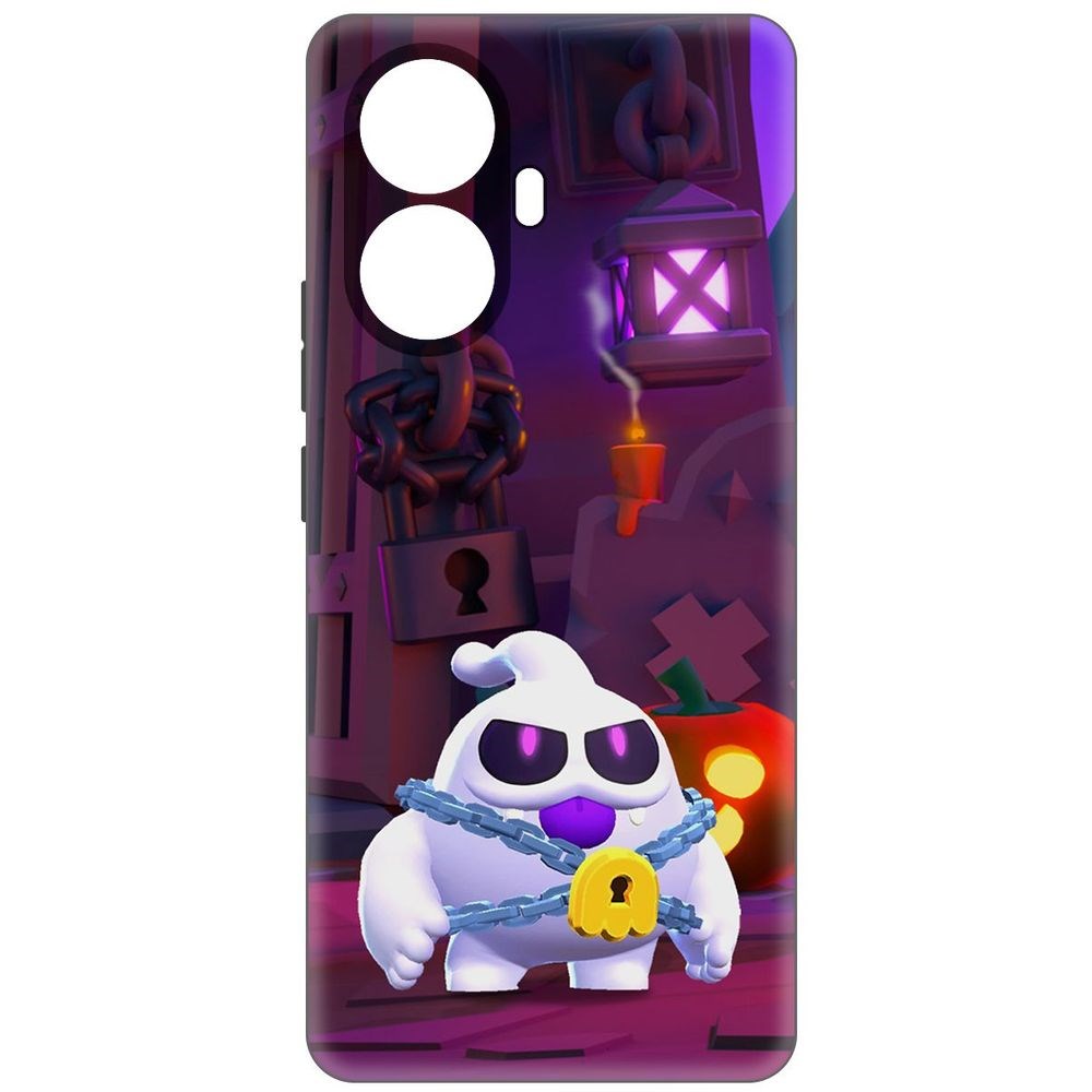

Чехол-накладка Софт Brawl Stars - Призрак Скуик для Realme 10 Pro+, Черный