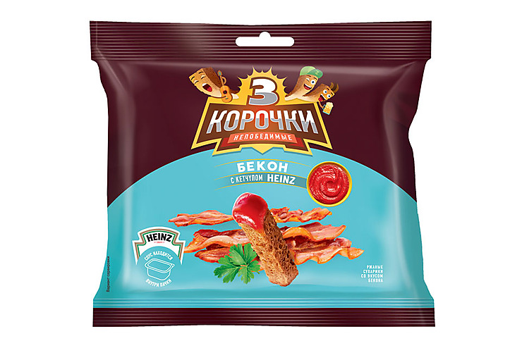 3 Корочки сухарики со вкусом бекона и кетчупом Heinz 85 г 257₽