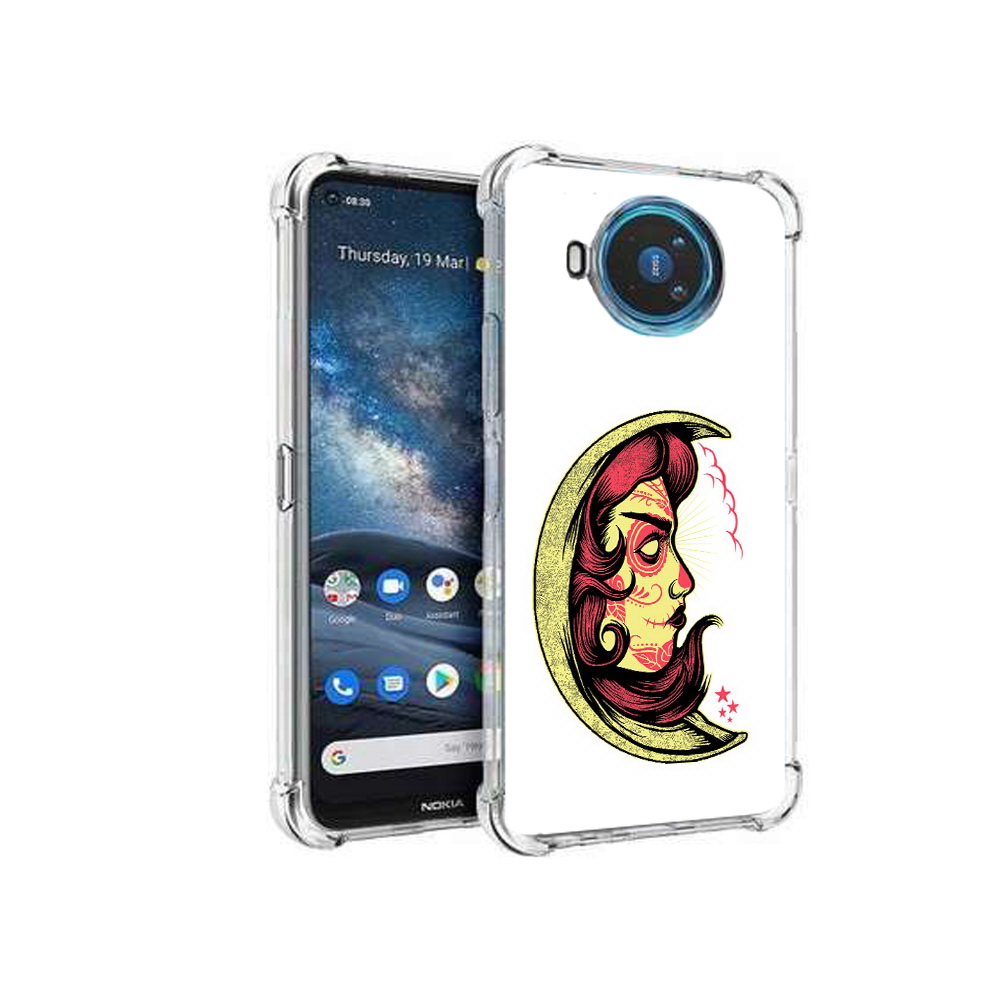 

Чехол MyPads Tocco для Nokia X100 желтый полумесяц с лицом девушки (PT227057.109.346), Прозрачный, Tocco
