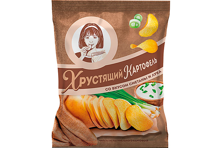 Хрустящий картофель, чипсы со вкусом сметаны и лука, 160 г