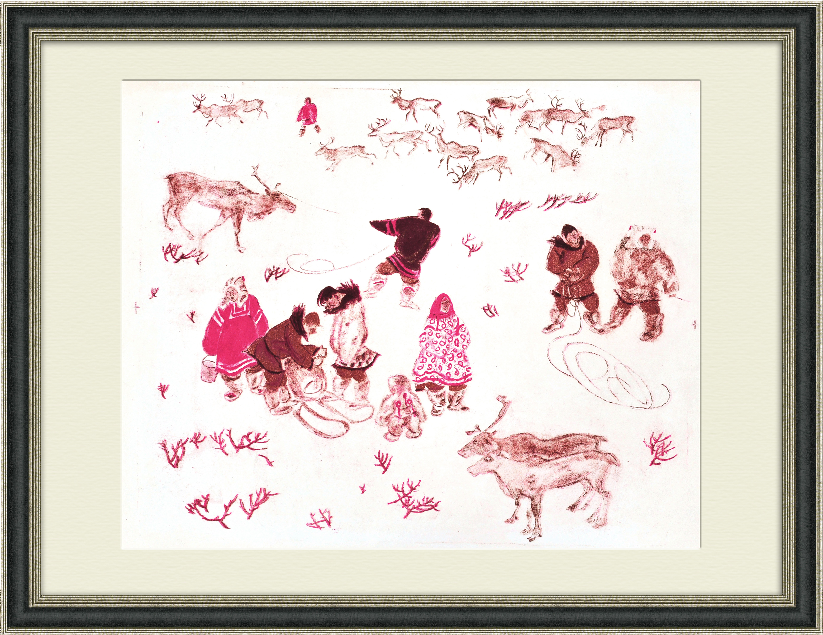 

Крайний Север оленеводы. Большая литография