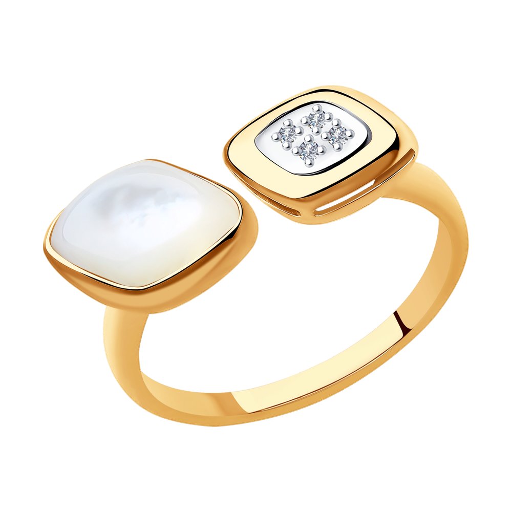 

Кольцо из красного золота с бриллиантом/перламутром р.  SOKOLOV Diamonds 1011885, 1011885