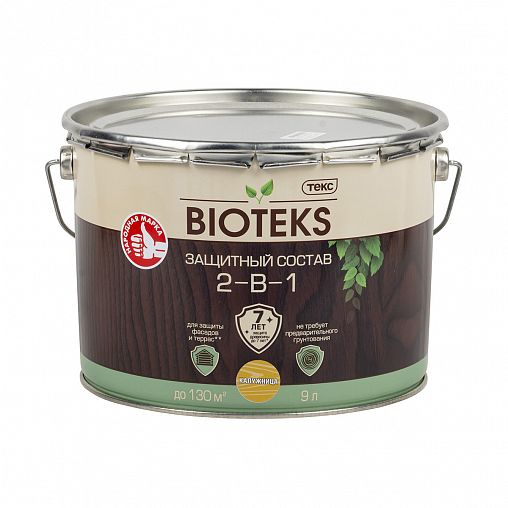 

Защитный лессирующий состав для дерева Bioteks 2-в-1, 9 л, калужница