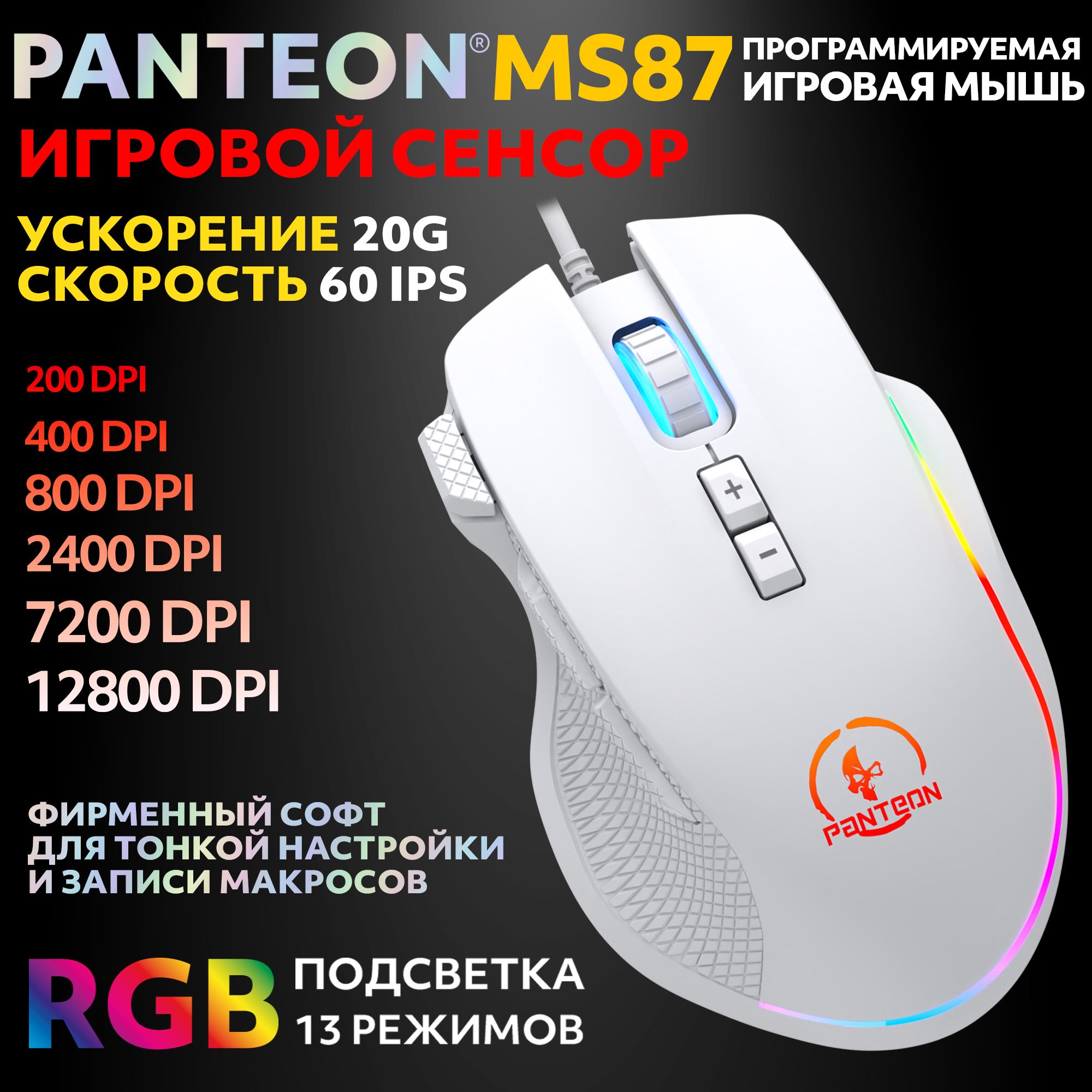 Проводная мышь PANTEON MS87 черный (MS87)