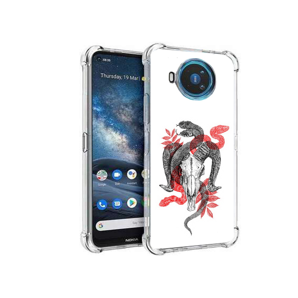 

Чехол MyPads Tocco для Nokia X100 змея в черепе рисунок (PT227057.109.365), Прозрачный, Tocco
