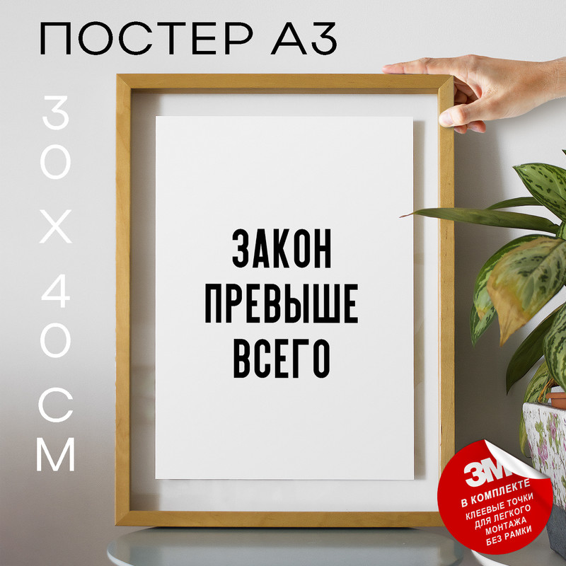 

Постер с надписью для юристов Закон превыше всего PS1012 30х40, рамка А3, PS1012
