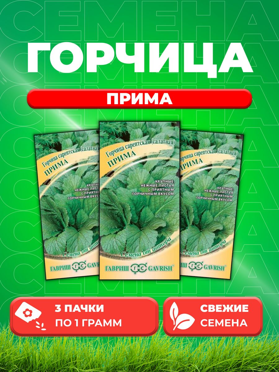 

Семена Горчица листовая Прима 1 г автор. 3уп