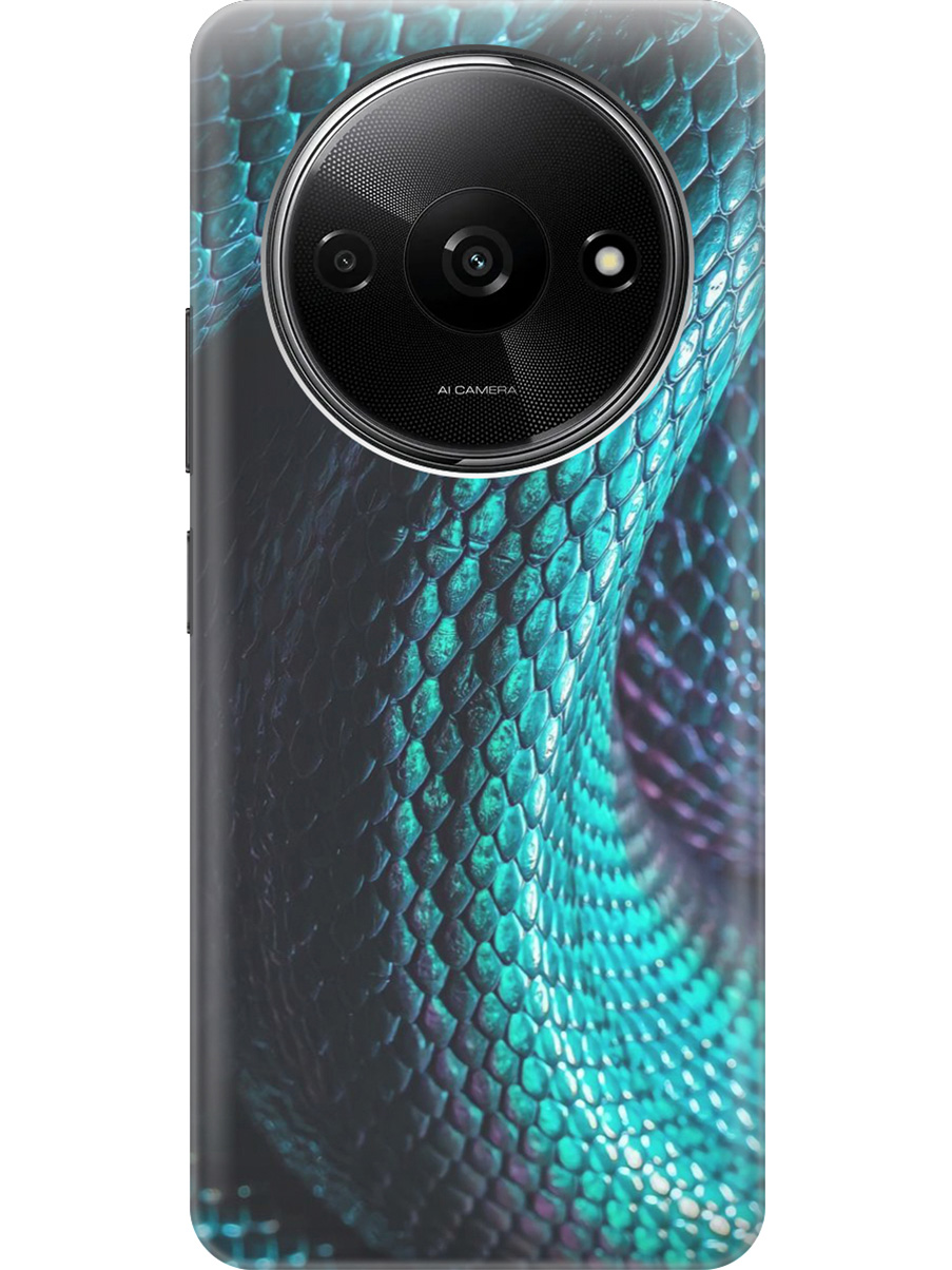 

Силиконовый чехол на Xiaomi Redmi A3 с рисунком "Змеиная кожа", Зеленый;синий, 20012118