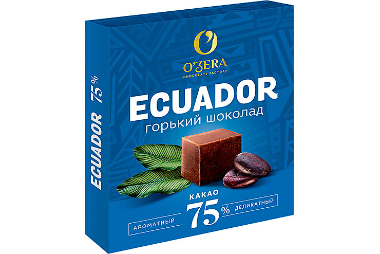 «O'Zera», шоколад Ecuador, содержание какао 75%, 90 г