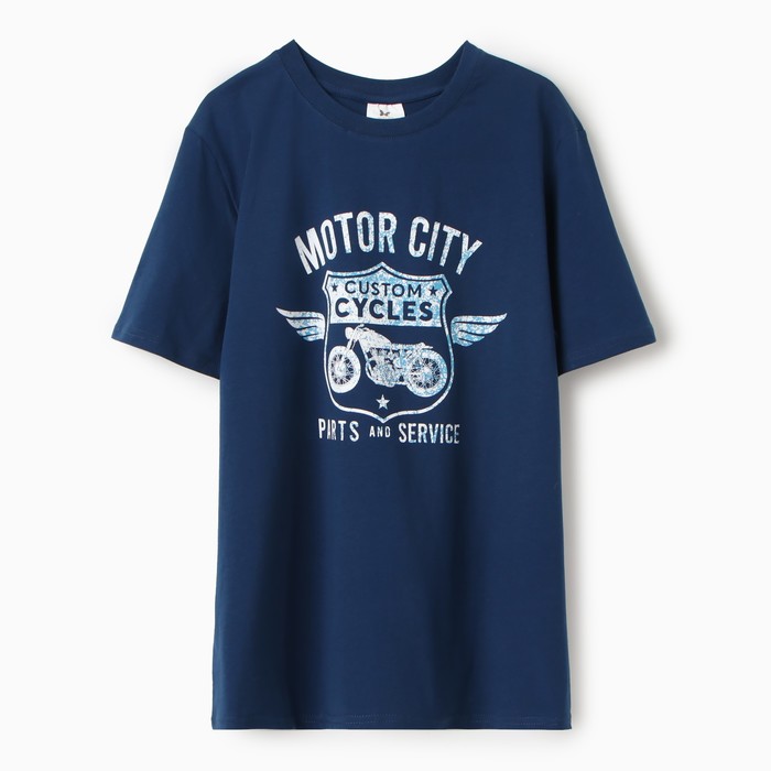 

Футболка мужская Текстиль Центр 10281153 синяя 52 RU, Синий, MOTOR CITY