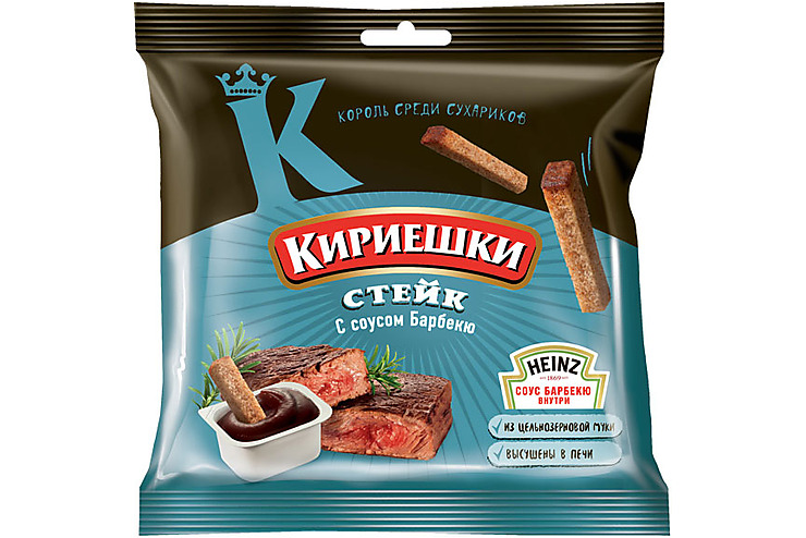 «Кириешки», сухарики со вкусом стейка и соусом барбекю, 85 г