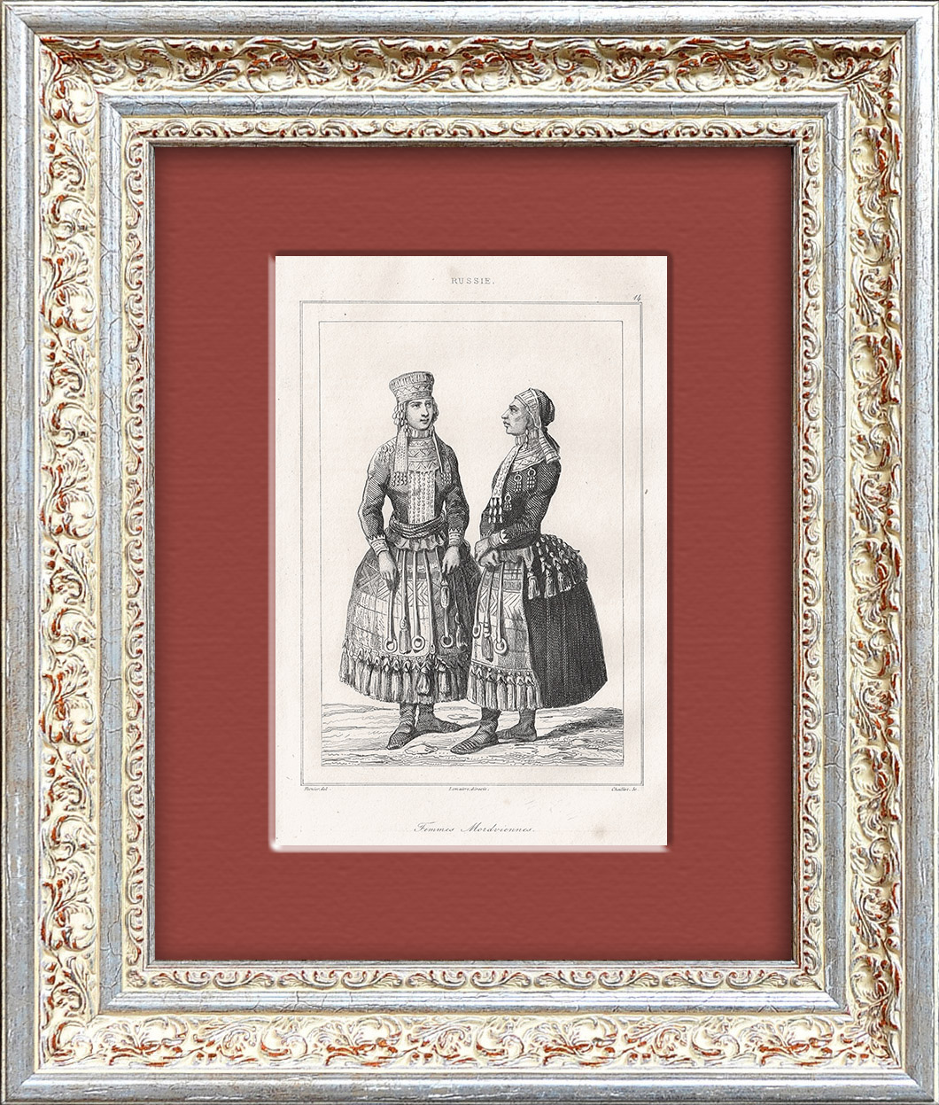 

Гравюра Мордвинки в национальных костюмах 1838 года