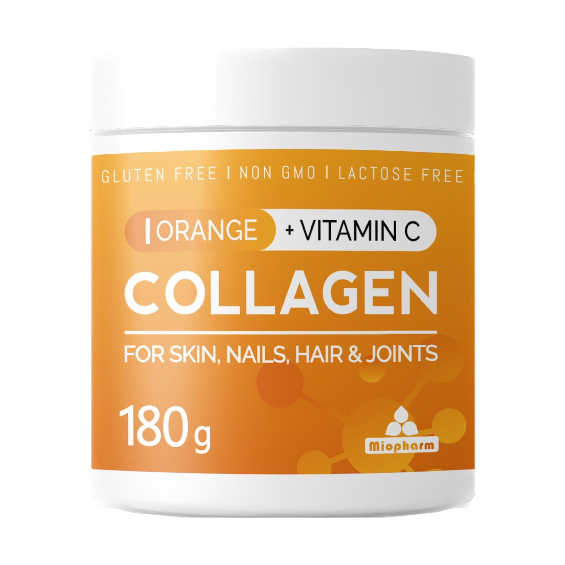 Коллаген порошок с витамином С Miopharm гидролизованный со вкусом апельсин 30 порций 180г 549₽