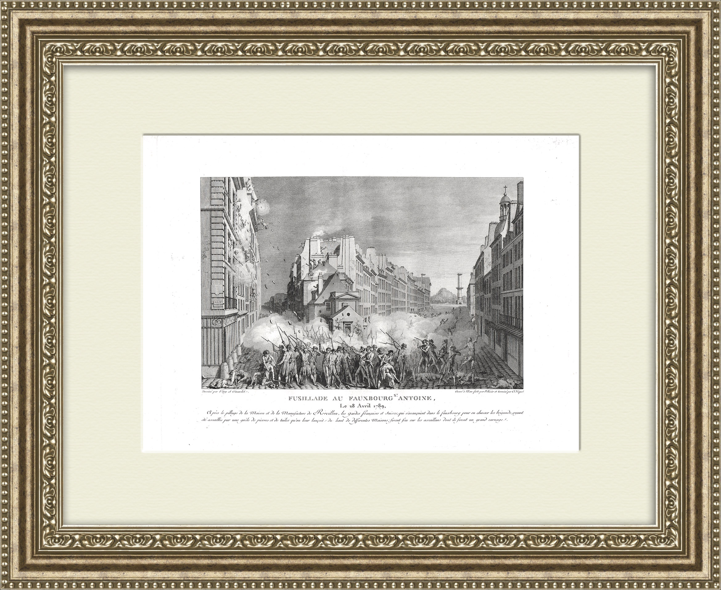 

Французская революция: обстрел 28 апреля 1789 года. Большая гравюра конца 18 века