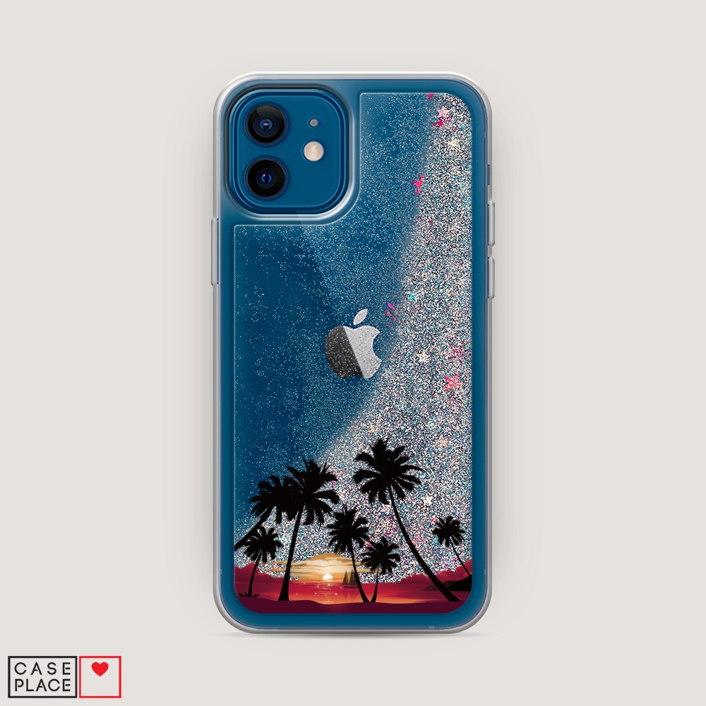 

Чехол Awog на Apple iPhone 12 / Айфон 12 "Закат и пальмы", Разноцветный, 12591-1