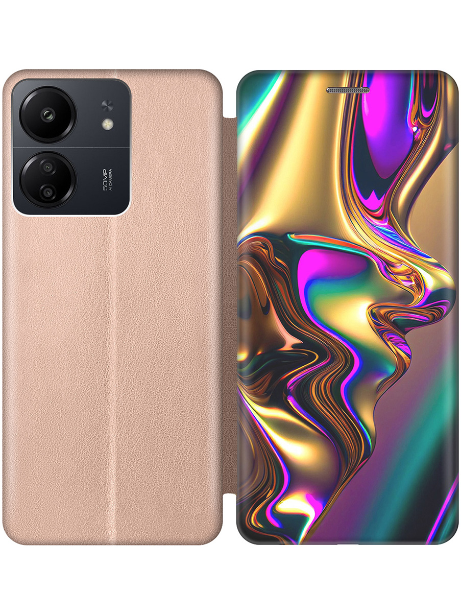 

Чехол-книжка на Xiaomi Redmi 13C / Poco C65 с принтом "Золотистая абстракция" золотой, Золотистый;фиолетовый, 777767731