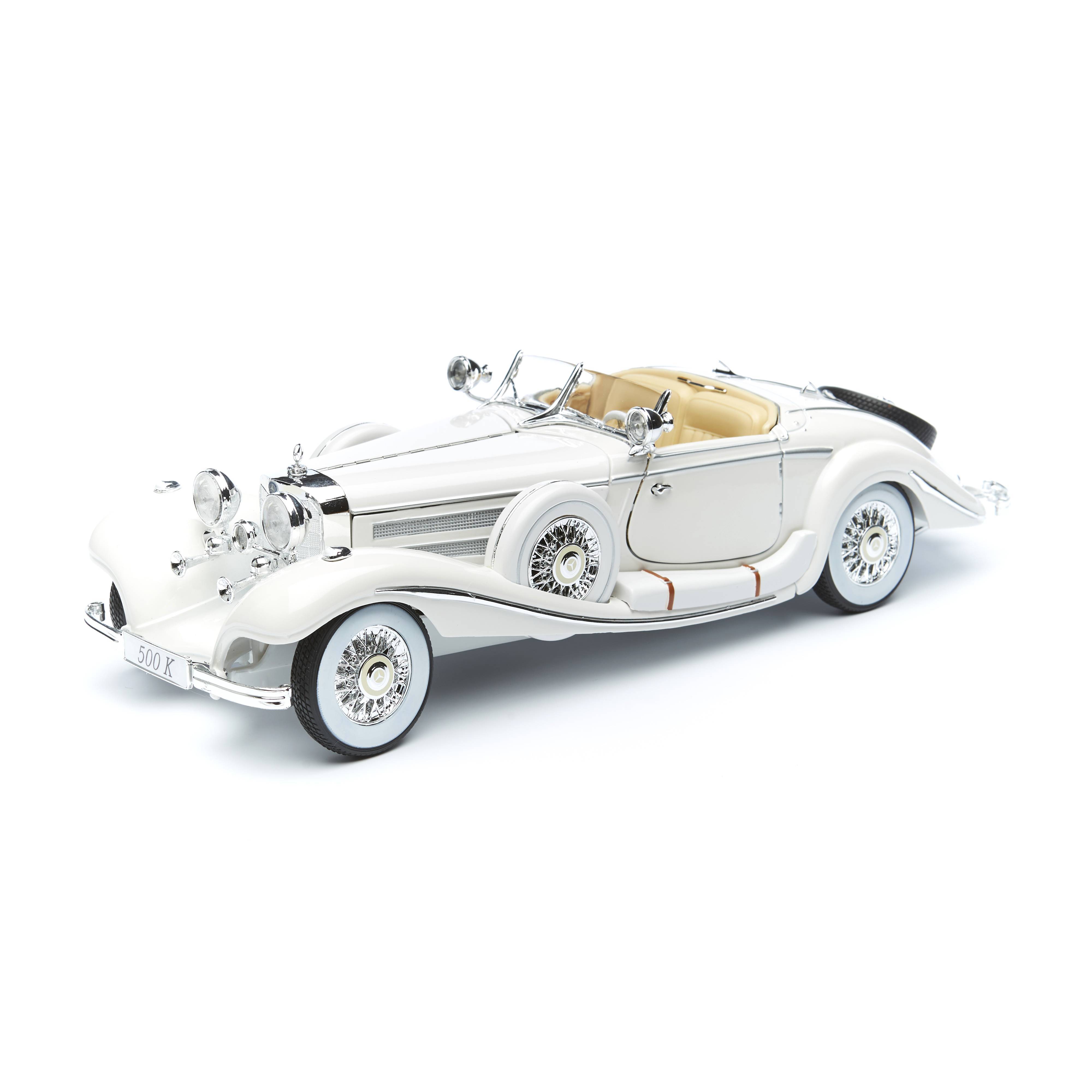 фото Машинка maisto 1:18 mercedes-benz 500 k typ specialroadster 1936 год, белая