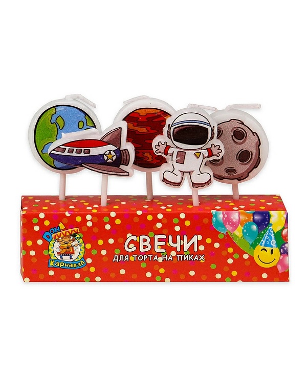 

Свечи для торта Miland на пиках Космос, 5 шт, 10,2x10,5x2 см, 1584390, Разноцветный