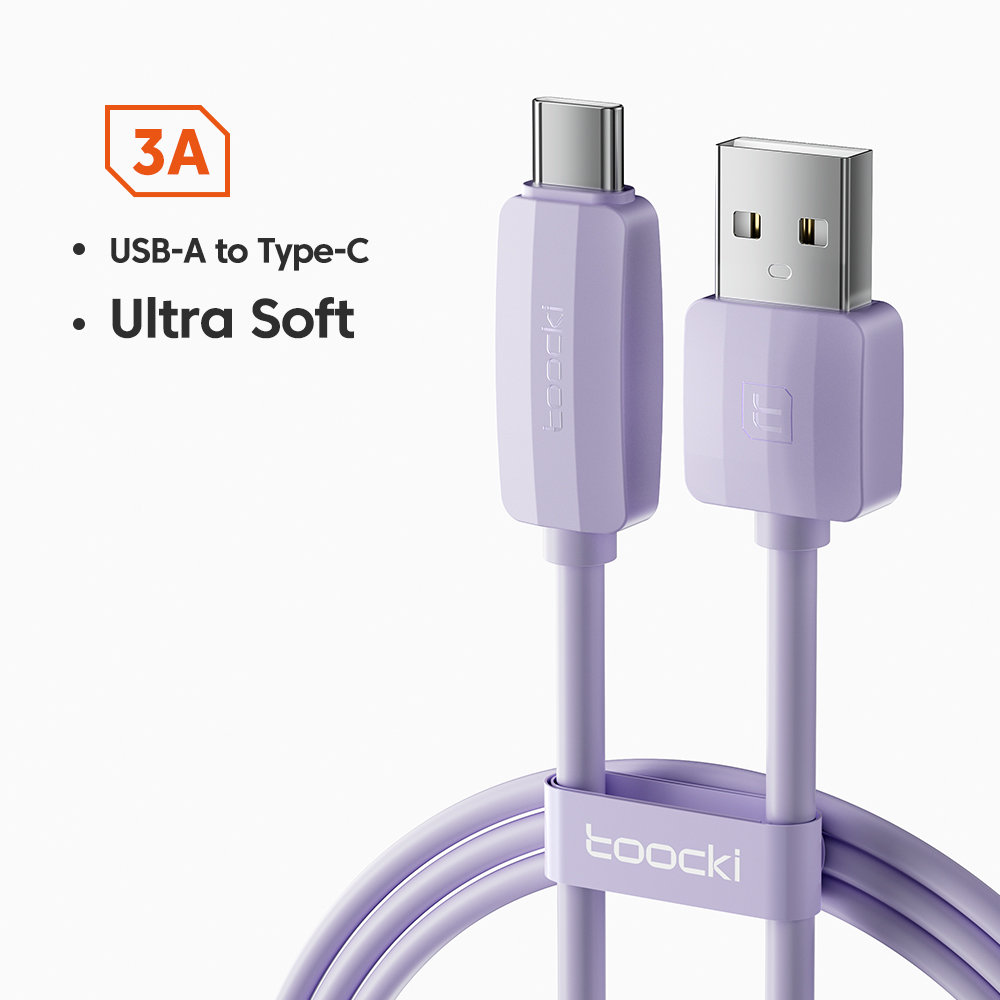 USB-Type-C Toocki 3A силиконовый кабель Ultra Soft для передачи данных, быстрая зарядка