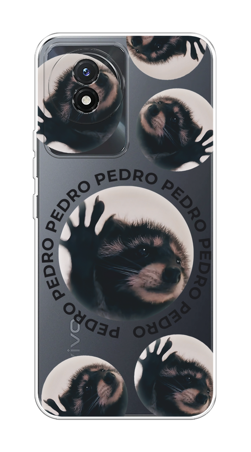

Чехол на Vivo Y02/Y02A/Y11 (2023) "Pedro енот", Черный;бежевый;прозрачный, 268150-1
