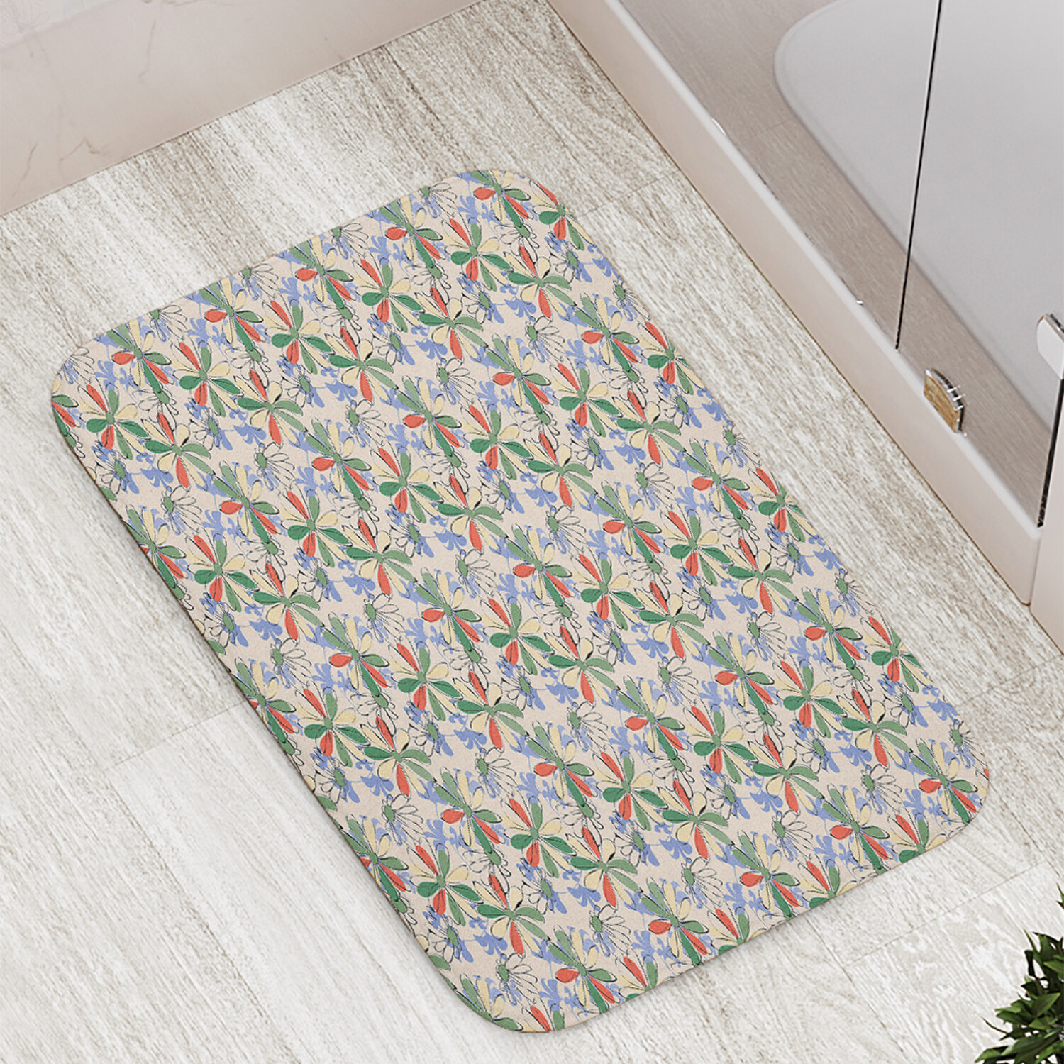 

Коврик JoyArty "Абрис цветных лепестков" для ванной сауны бассейна 77х52 см, Абрис цветных лепестков